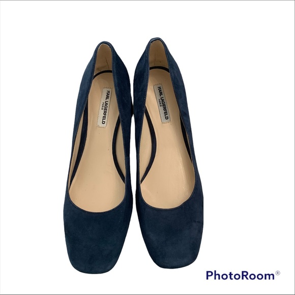 Karl Lagerfeld Navy Block Heel Size 8 - Picture 2 of 8
